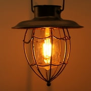 Porfeet Outdoor Hanging Solar Lantern Light Waterproof Retro LED Ambient Lantern Lamp for Garden(Antique Brass)